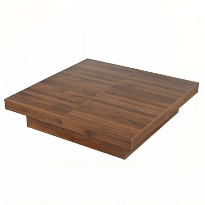 Square Veneer Coffee Table with Sliding Top and Ample Storage, for Modern and Traditional Decor.