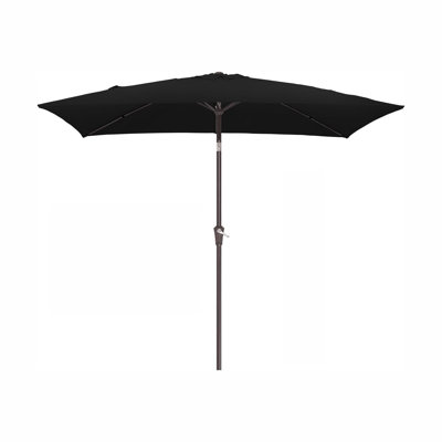  Parasol d'extérieur, parasol rectangulaire rectangulaire de 6,5 x 10 pi avec bouton-poussoir inclinable et manivelle, parasol de table de marché, 6 nervures robustes, protection contre les rayons UV pour la terrasse du jardin près de la piscine, noir