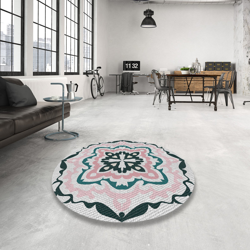 Tapis vert damassé, Rond 7 pi