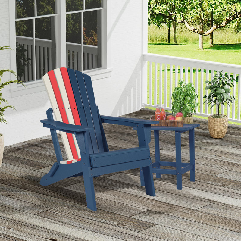 Chaise Adirondack pliante Anbut HDPE, Blue/White/Red