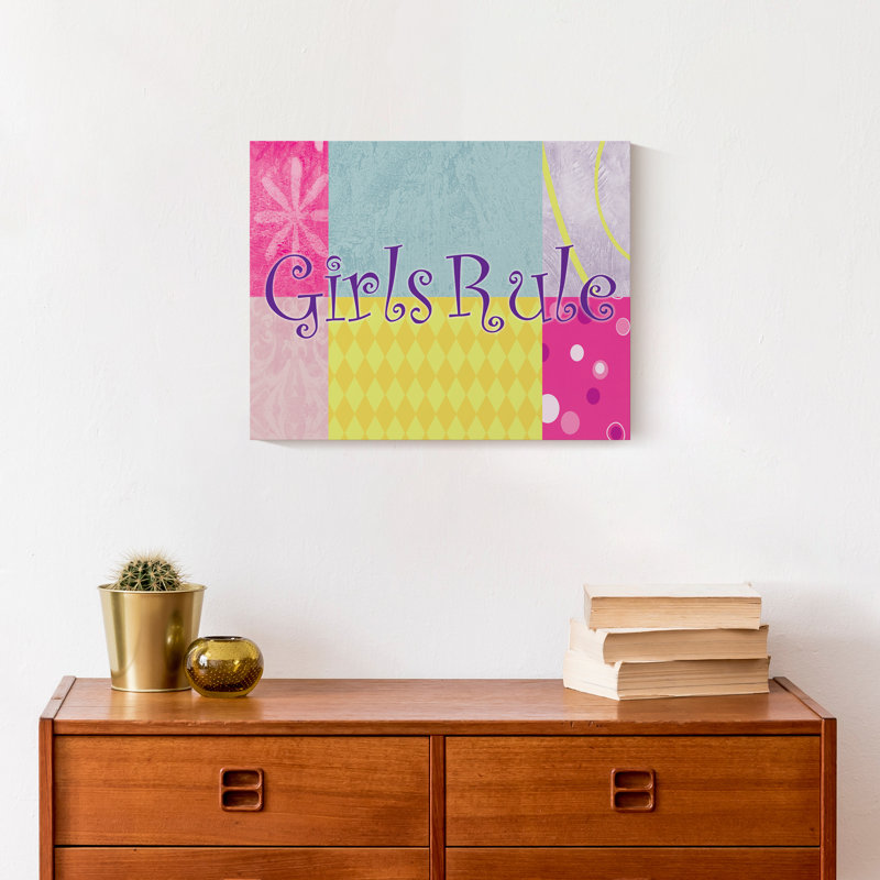 Girls Rule - Wrapped Canvas Textual Art, 20" H x 24" W x 1.25" D