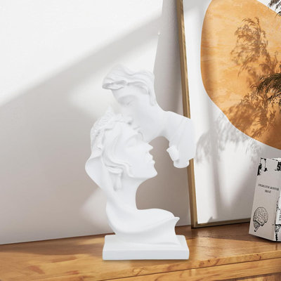 10" Abstract Kissing Couple Sculpture - Romantic Home Decor