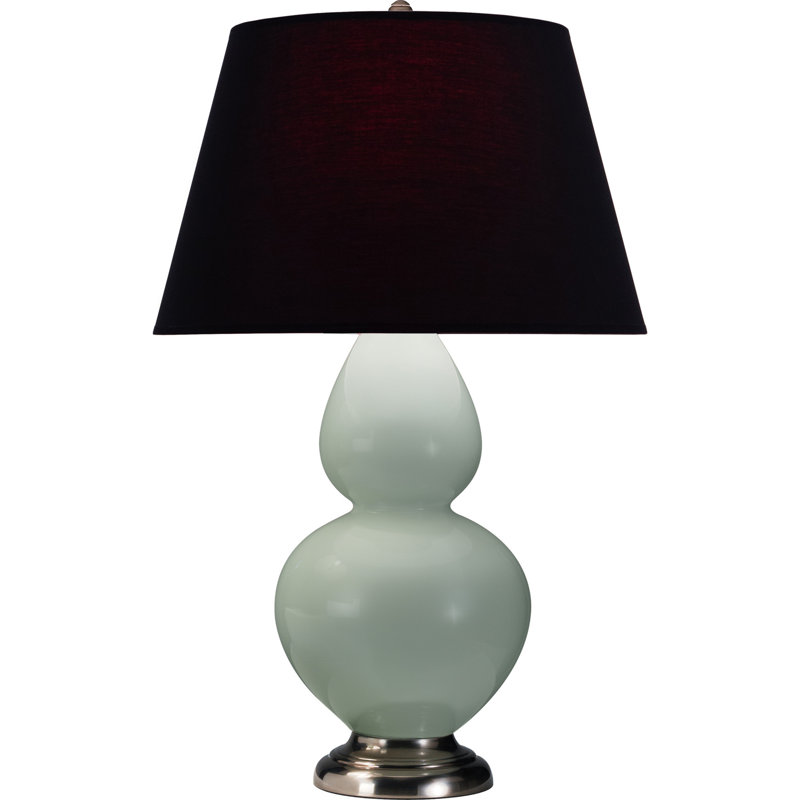 Lampe de table double gourde en céramique, Noir / Rouge, Céladon glacé / argent antique, Argent argent