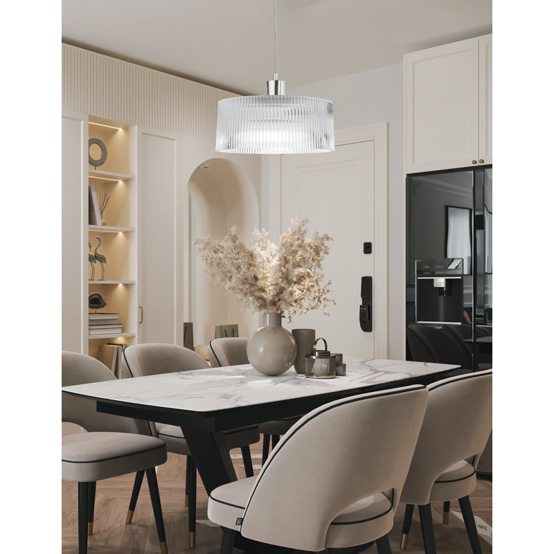 Luminaire suspendu 1 lumière Nadine, H 78,75 po x l 11,75 po x P 11,75 po, Chrome poli