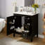 Meuble-lavabo de 30 po avec lavabo en céramique et 3 tiroirs, armoire de rangement moderne en bois massif, idéale pour la maison-118592779