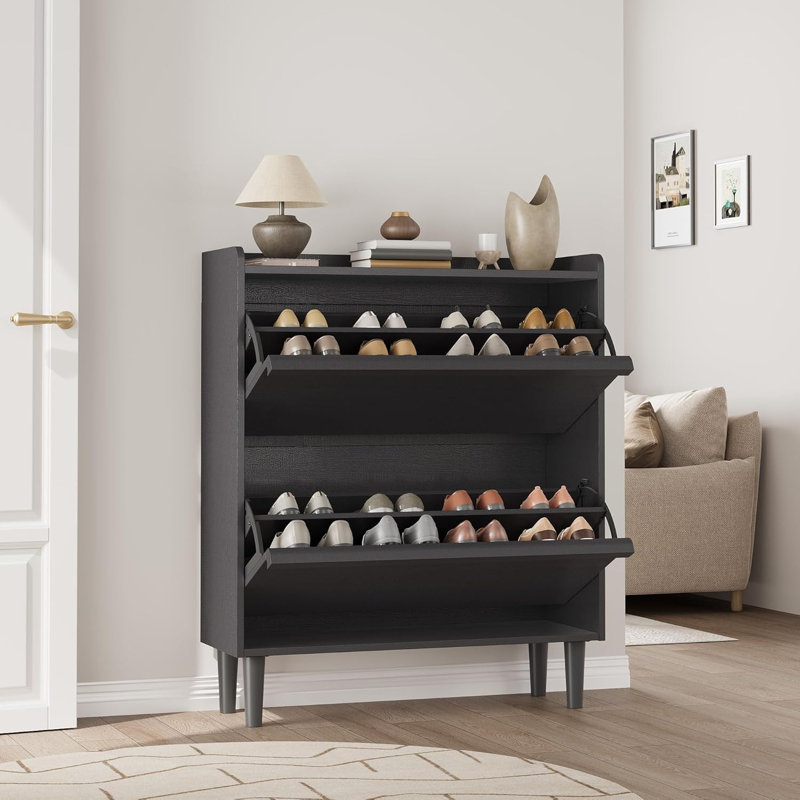 Flip Down Shoe Storage, 95cm H x 80cm W x 26cm D, Black
