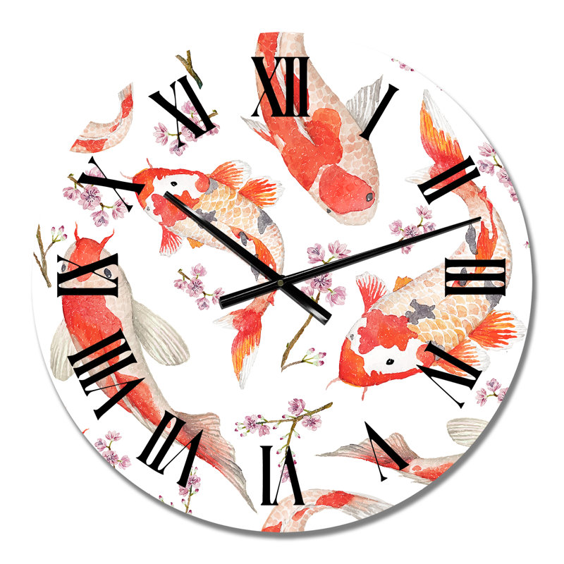 Oriental Rainbow Carps - Patterned Wall Clock, Small