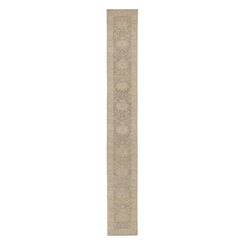 Distressed Homage Hand Knotted Floral Area Rug, Runner 3' x 8'