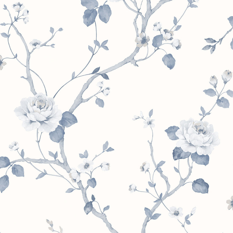 Moffitt 10m x 53cm Textured Satin Wallpaper Roll, Blue/White