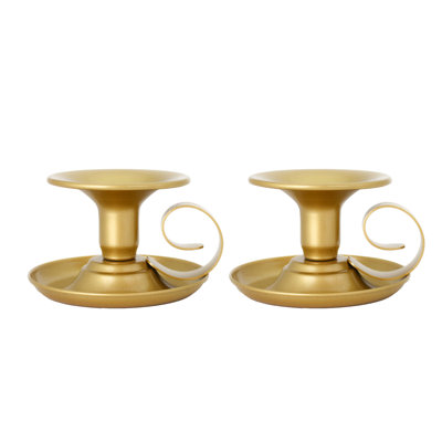 Porte-bougies coniques - Petit chandelier en vrac, bâtons de bougie en métal plus épais pour la décoration de table de salle à manger de fête de Noël, 2 pièces