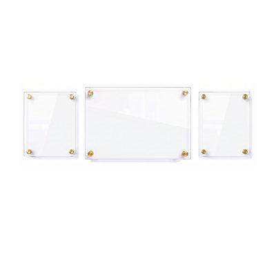 Ensemble de cadre mural flottant en acrylique avec quincaillerie 1 po: (2) 8 po x 10 po et (1) 11 po x 17 po