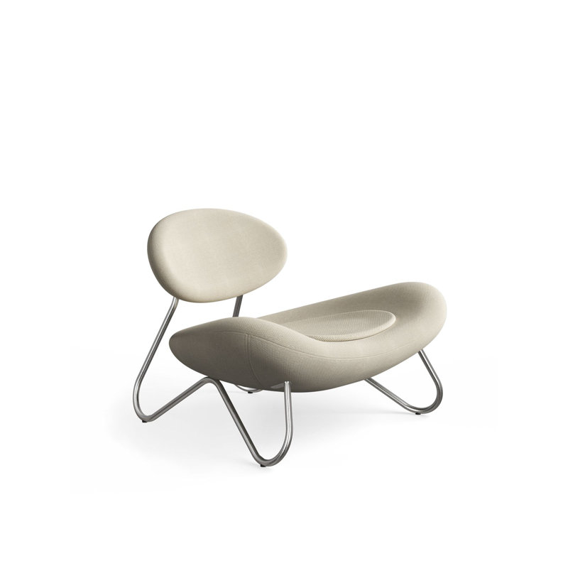 Meadow Lounge Chair, Black Painted Steel Frame, Brushed Stainless Steel, Natural Polyester Blend