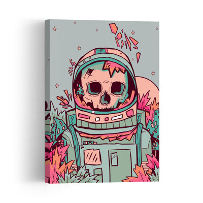 Cosmic Skull Astronaut Abstract Vibrant Contemporary Autumn Summer Wall Art Print