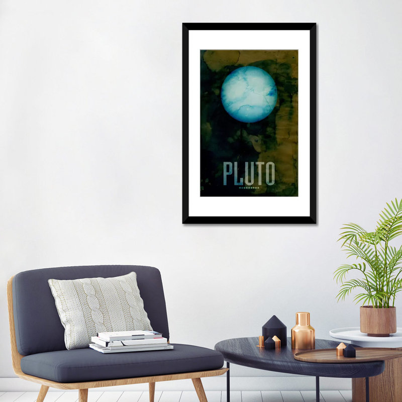 «The Planet Pluto», impression sur toile non encadrée, H 24 po x l 16 po x P 1 po, Papier d'art encadré noir, Blanc