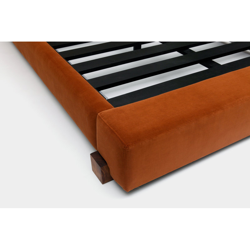 Upholstered Platform Bed, Queen, Cognac