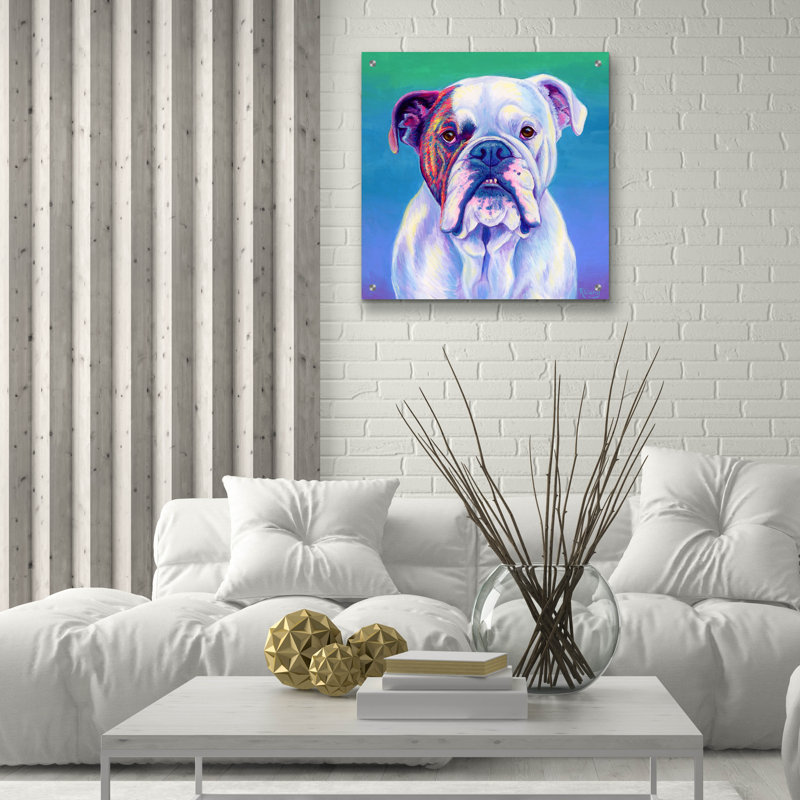 «Cute English Bulldog» par Rebecca Wang Art, H 24 po x l 24 po x P 0,2 po