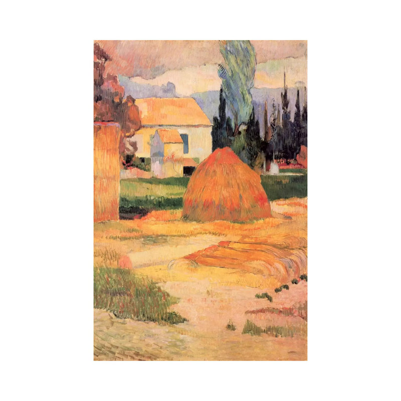 Haystack In Village by Paul Gauguin - Wrapped Canvas Print