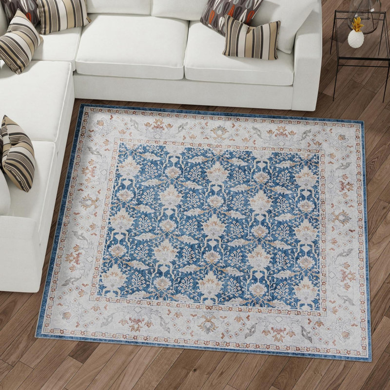 Mochnick Performance Chenille Floral Indoor Rug, Square 7'10" x 7'10"