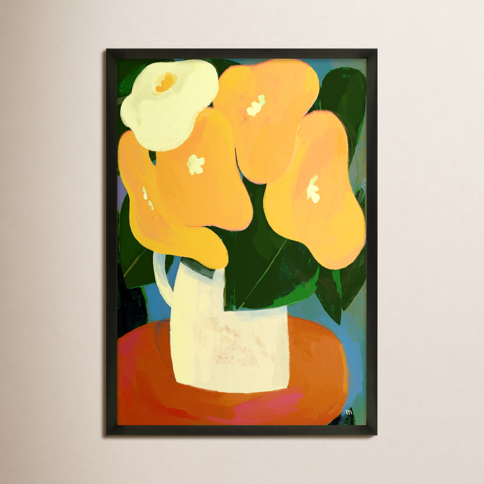 My Yellow Flowers by StudioM, Black, 30" H x 21" W x 1.25" D