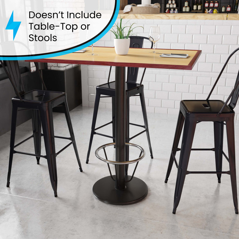 Beverly Black Iron Round Bar Height Table Base