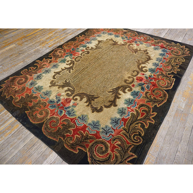 Tapis crocheté ouvert de style brun antique