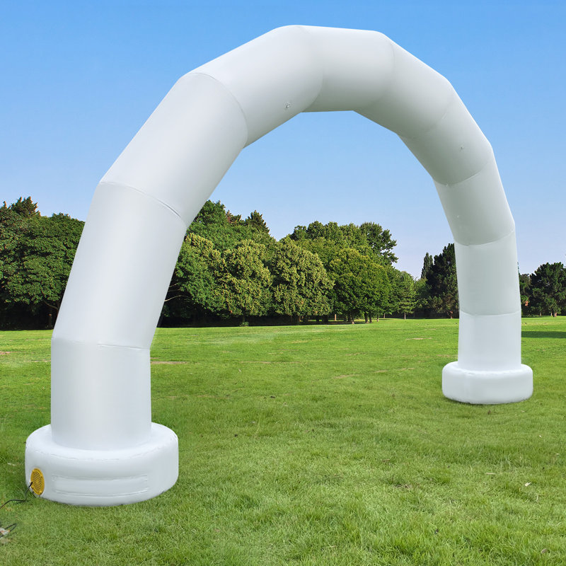 Arche gonflable demi-cercle en PVC 20 pi avec souffleur intégré, arche imperméable durable pour les marathons, les courses, les événements et les promotions commerciales - Blanc