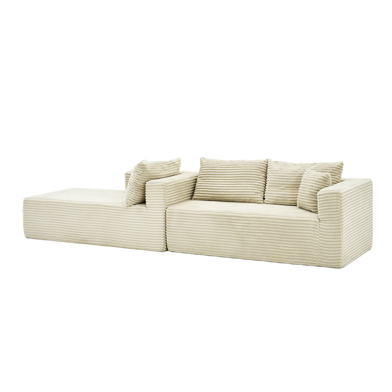 Canapé modulaire de 105 po avec canapé en forme de L et canapé-lit modulaire sans dossier de 105 po, Mousse beige
