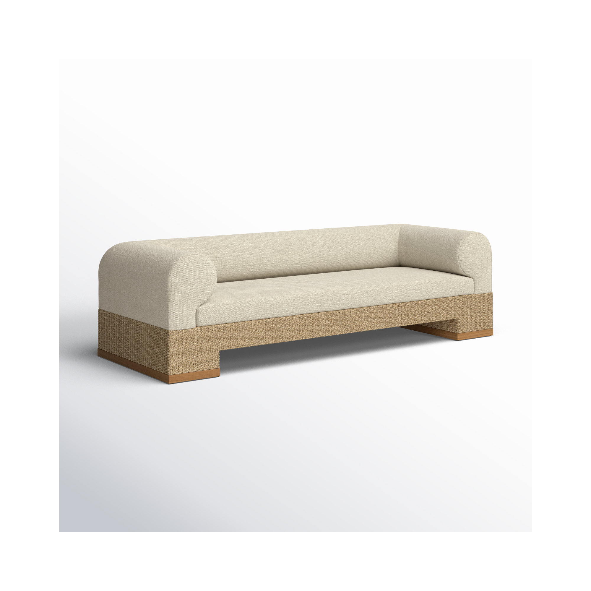 107" Outdoor Teak Patio Sofa with Cushions, Teak, Faye Sand