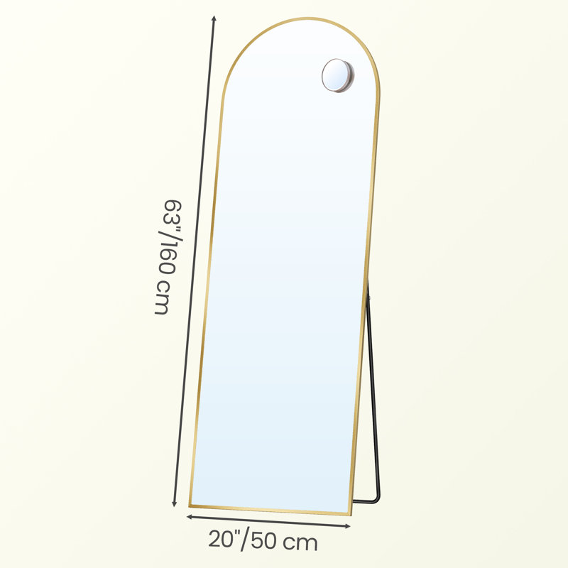 Steel Cylinder Mirror, Gold, 160 cm H x 50 cm W