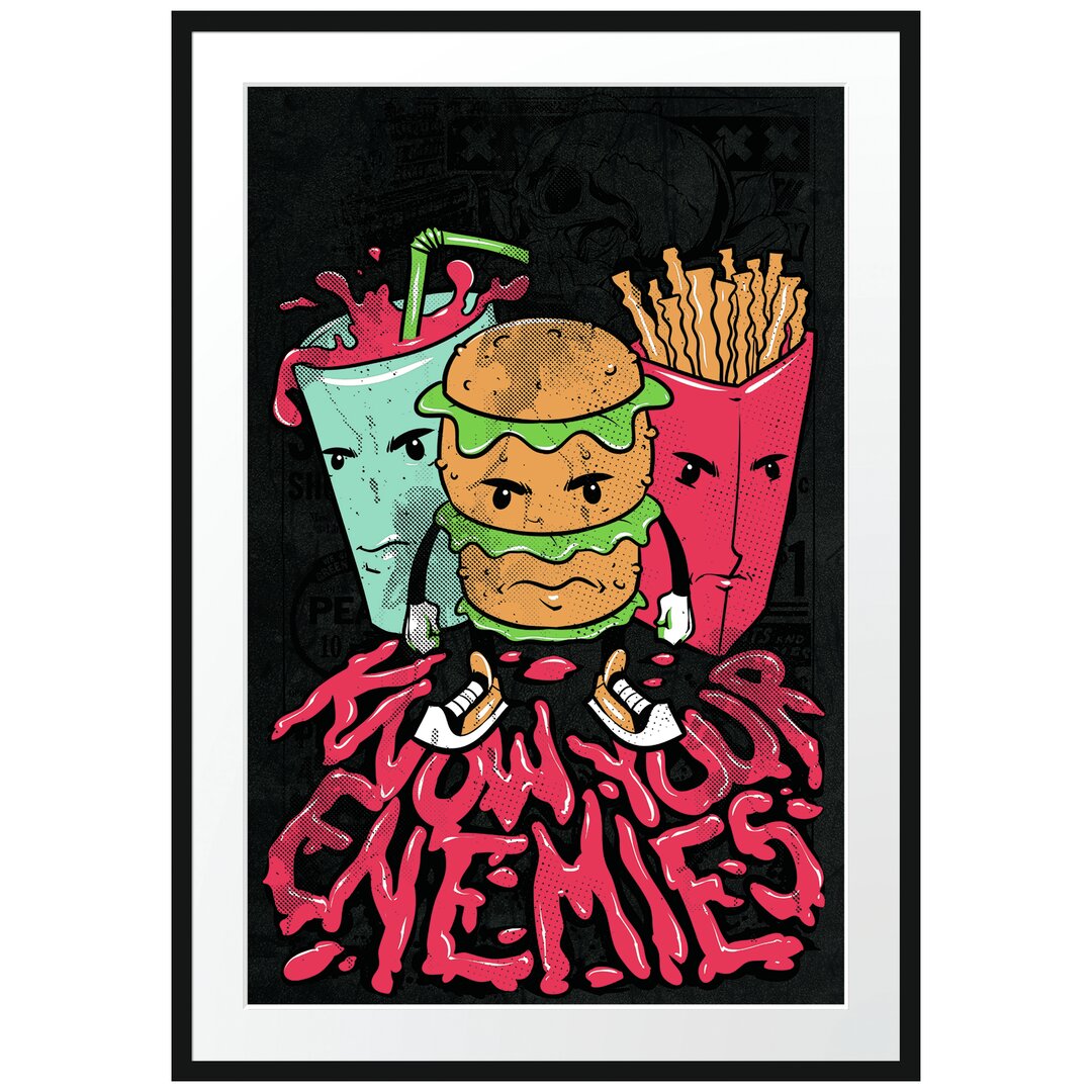 Gerahmtes Poster Know Your Enemies Black