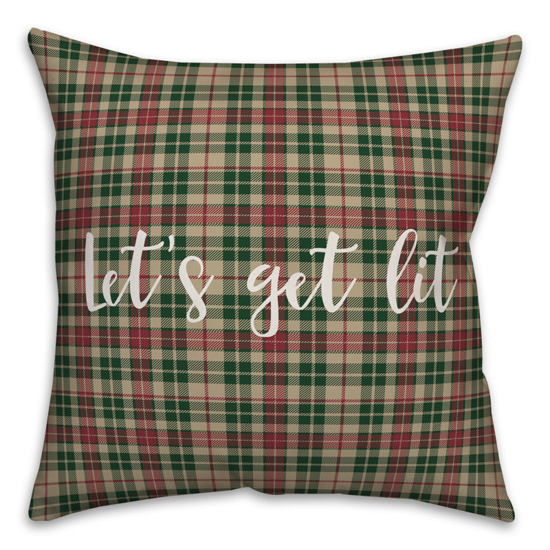  Let's Get Lit in Tartan Plaid Throw Pillow, Pillow Cover