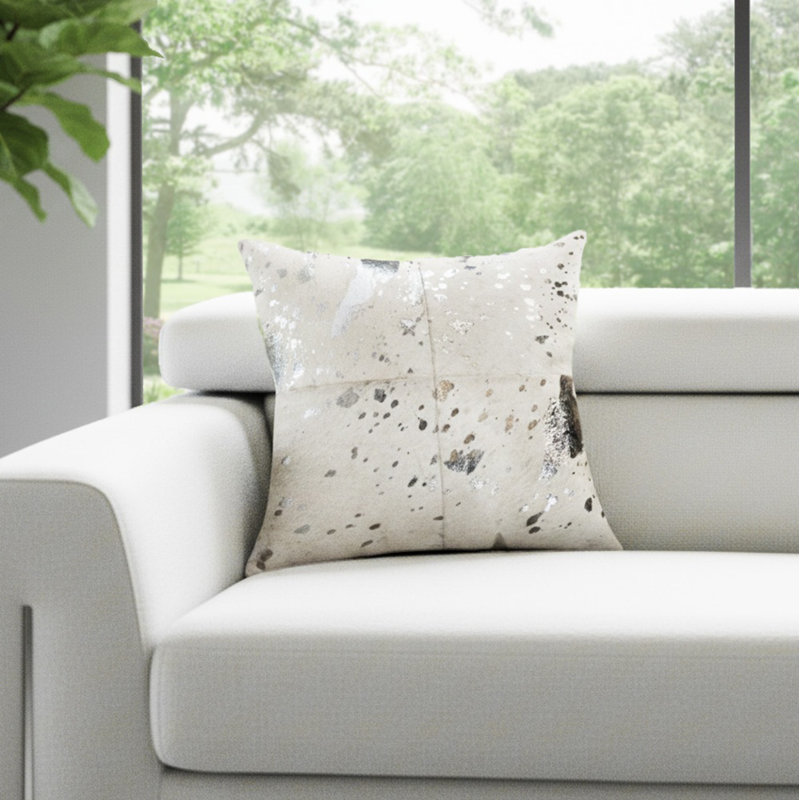 Forest Silver Foil Cowhide Pillow
