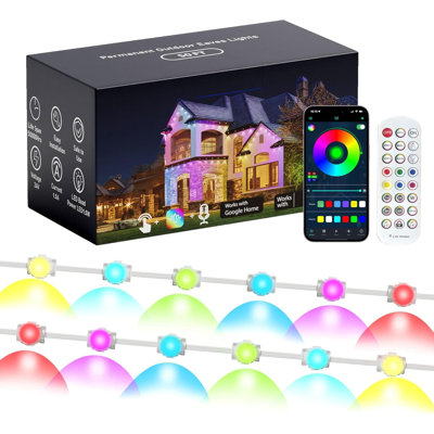 Smart Permanent Outdoor Lights 50Ft RGB+IC With App Control, IP67 Waterproof Year-Round Eaves Lighting For Holidays, Halloween, And Parties