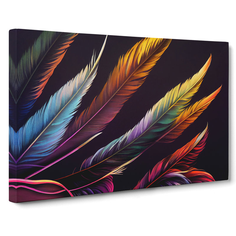 Exclusive Bird Feathers - Wrapped Canvas Print, 50cm H x 76cm W x 3cm D