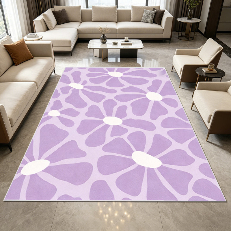 1PC purple daisy floral printed area rugs, Soft and Comfortable, easy-to-maintain, machine washable Indoor floor mat, suitable for living room, bedroom, balcony, porch, kitchen, hallway, dining area, Home Decor, Outdoor Decor.