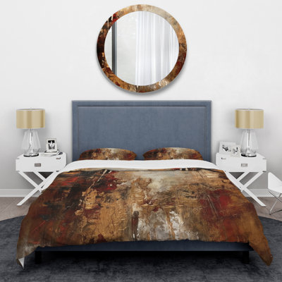 Ancient Italian Revelations In Gold And Red - Abstract Duvet Cover Set - Microfiber Polyester