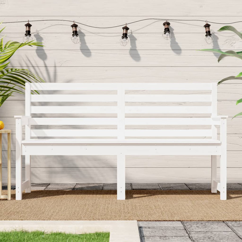 Franklinville Solid Wood Outdoor Bench, White