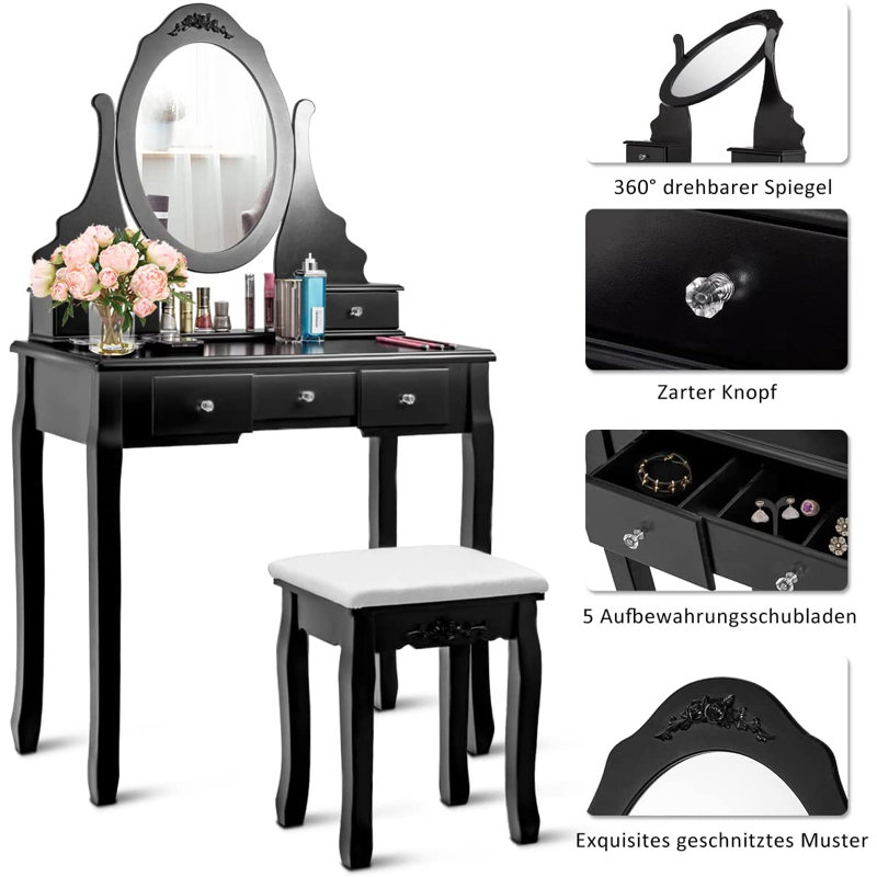 Cannady Dressing Table with Mirror