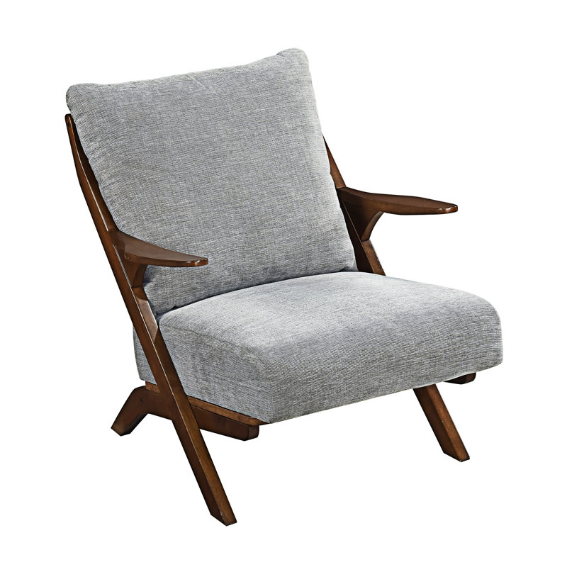 Upholstery Accent Chair Armchair, Gray, Brown Wood
