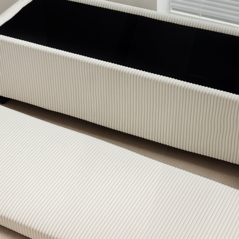 Banc de lit avec rangement, Beige, H 15,7 po x l 44,1 po x P 16,5 po