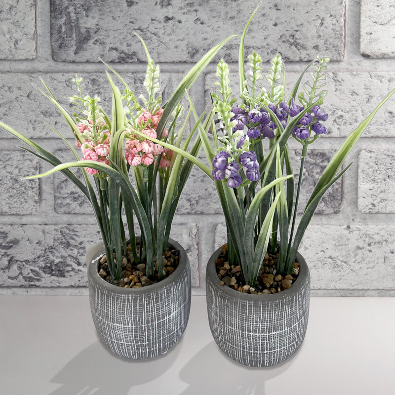 Ensemble de 2 plantes à fleurs artificielles en pot