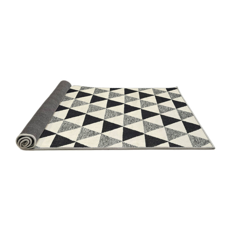 Tapis beige/gris/noir contemporain, Rond 4 pi