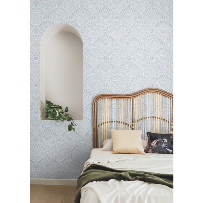 Rouleau de papier peint lisse L 33 po x l 20,5 po, Bleu / blanc