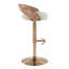 Tabouret de bar réglable avec pivot en métal doré, bois blanchi et tissu avoine avec repose-pieds arrondi en T - ensemble de 3-879892784-879892786