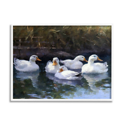 Az-070-Framed " Five Ducks In Pond " by Ziwei Li