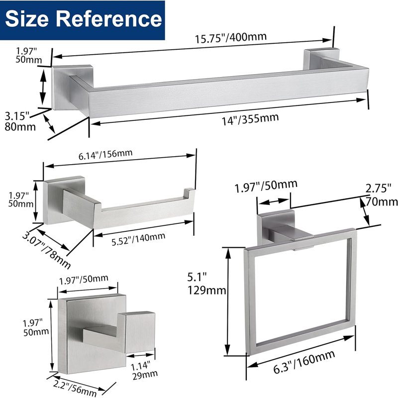 5 - Piece Bathroom Hardware Set, Brushed Nickel