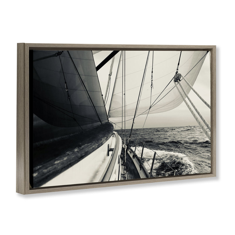  Toile flottante encadrée «Sailing the Sea View» par LSR Design Studio, Cadre flottant orme Montalcino, H 21 po x l 31 po