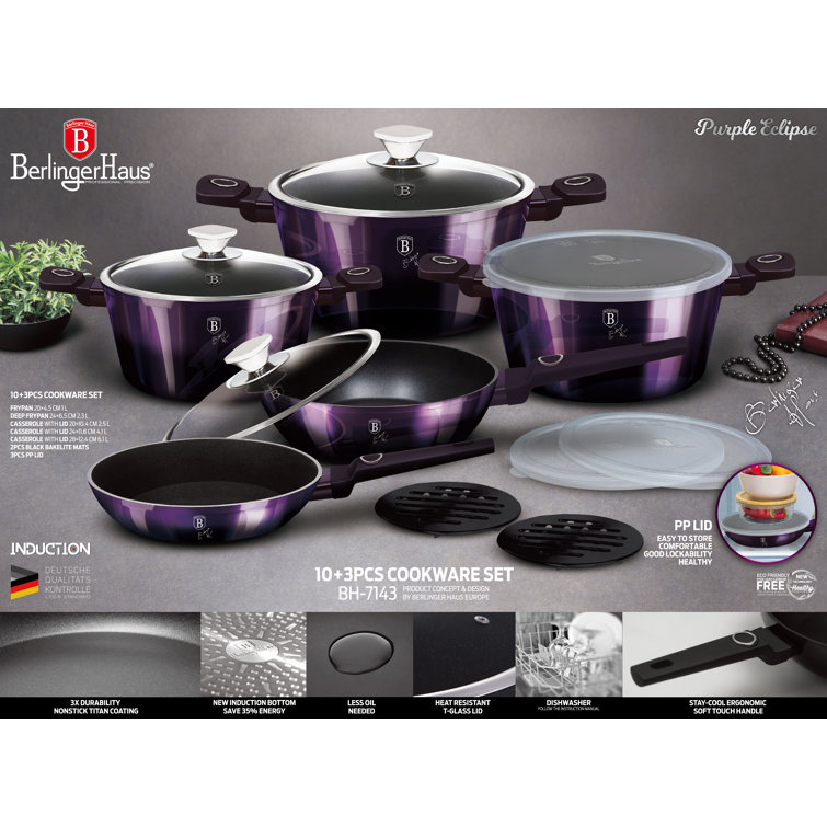 10-Piece Kitchen Cookware Set Purple Eclipse Collection - Berlinger Haus US