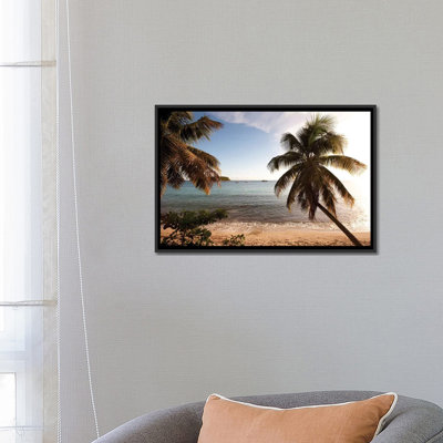 «Palm Trees on Beach at Sunset Culebra Island Puerto Rico», reproduction de photo sur toile