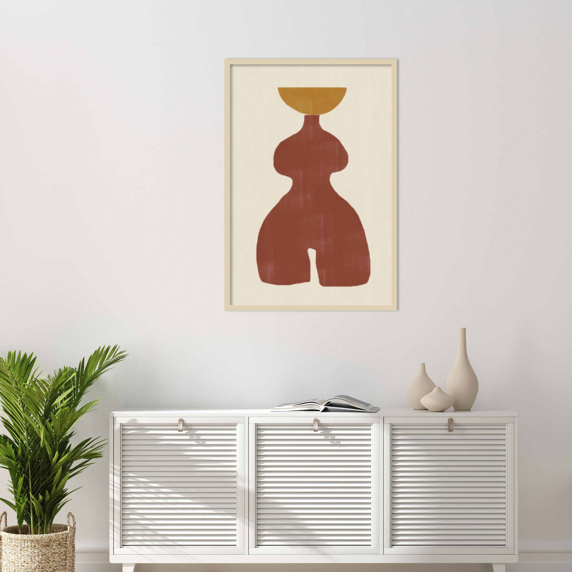 Vase No 11 by The MIUUS STUDIO Wood Framed Wall Art Print, 41" H x 28" W, Brown
